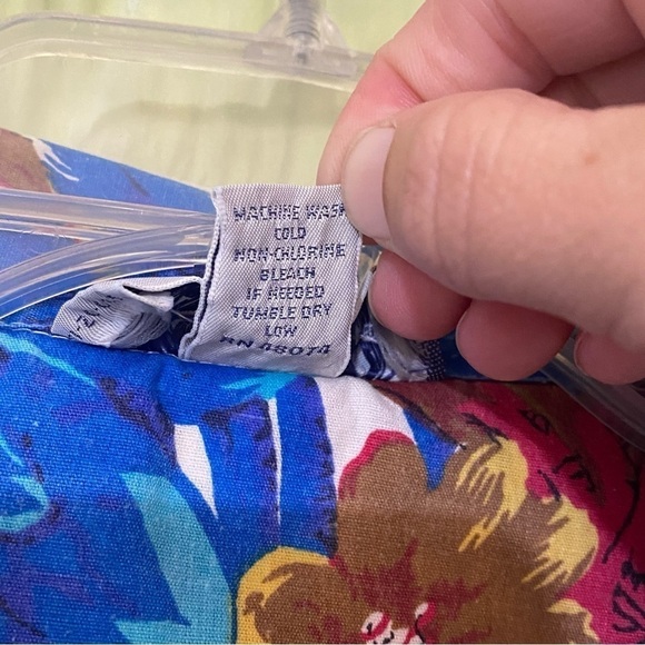 Vintage Hawaiian Shirt Button Down Blue & Brown Sz Small - Picture 6 of 10